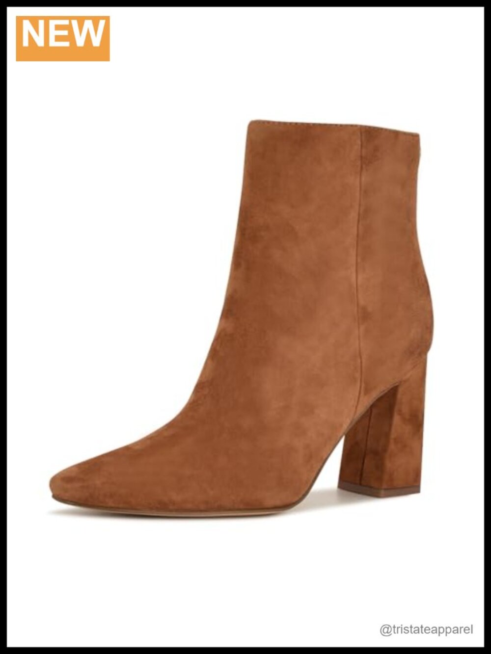 Suede Ankle Booties with Block Heel and Snip Toe - Women's Size